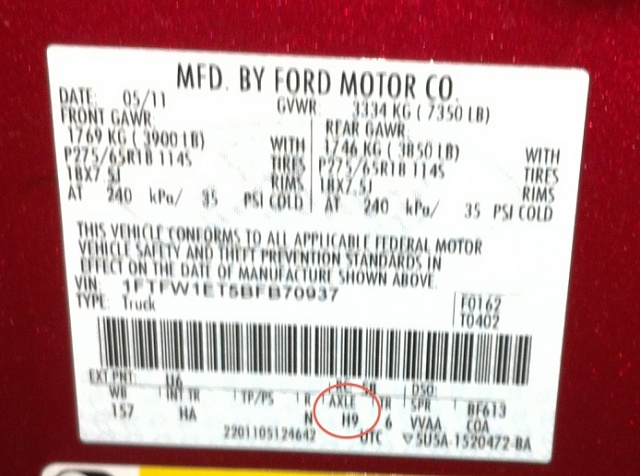 Axle ratio? - Ford F150 Forum - Community of Ford Truck Fans
