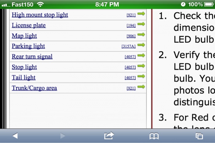 2012 F150 Light Bulb Chart