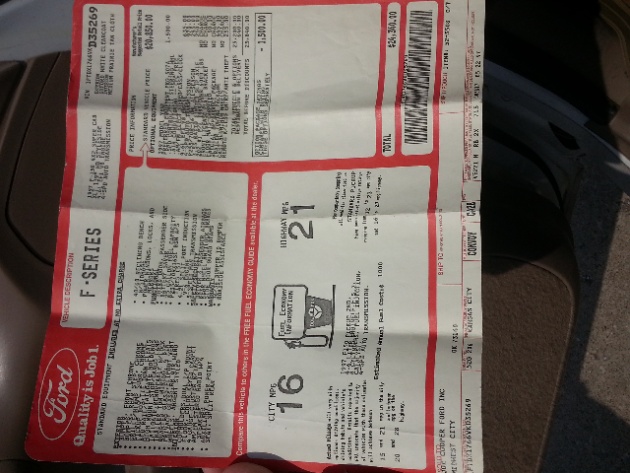 Post your original window sticker! - Page 4 - Ford F150 Forum ...